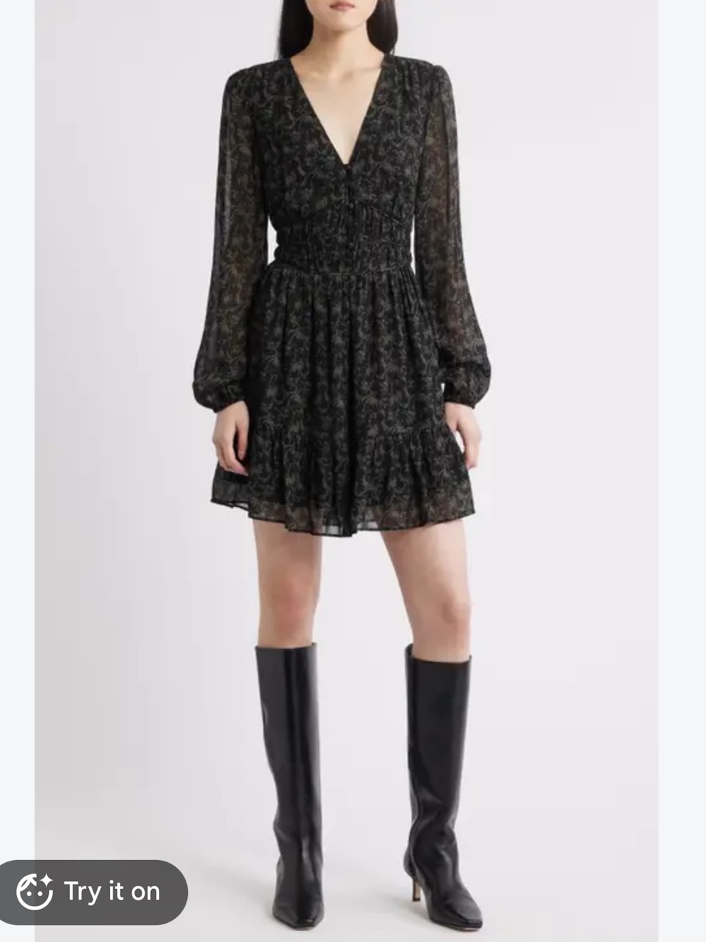 Paige $298 Brasserie Long Sleeve Mini dress